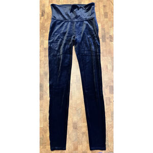 Spanx black shapewear velvet contour power leggings- size medium